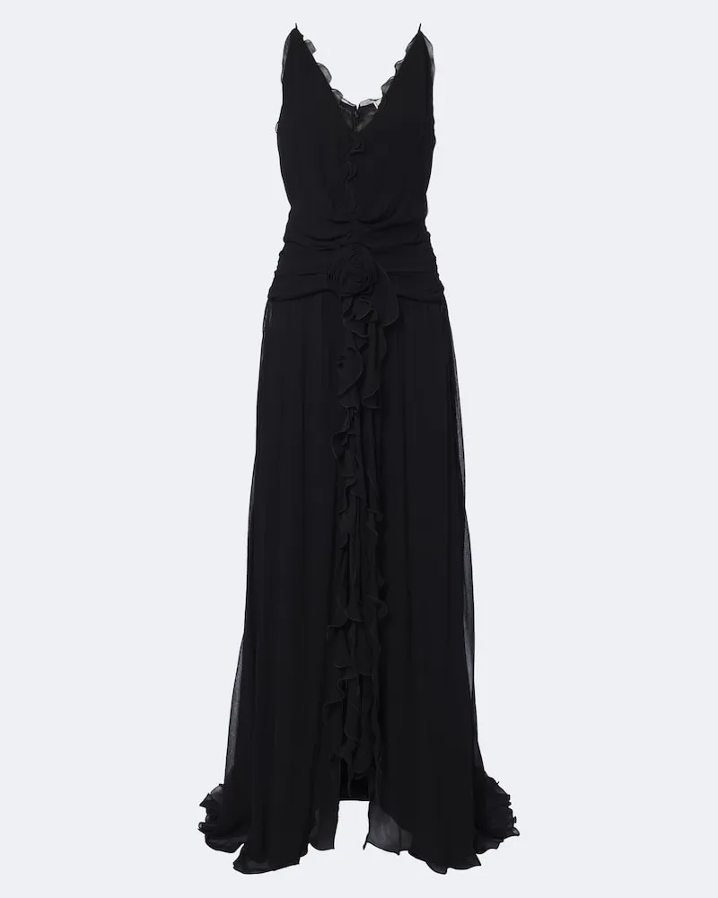 Blumarine Robe aus Georgette Schwarz