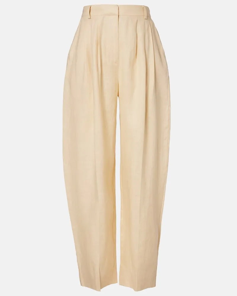 Posse Barrel-Hose Rio aus Leinen Beige