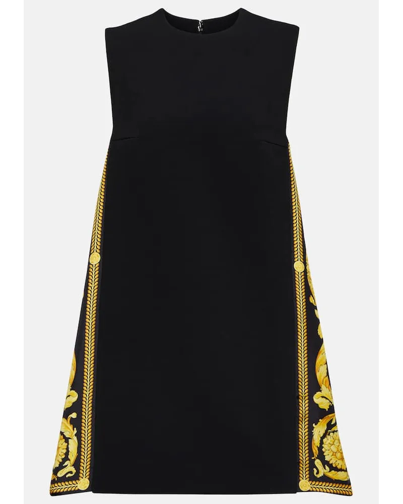 Versace Etuikleid Barocco aus Crepe und Twill Schwarz