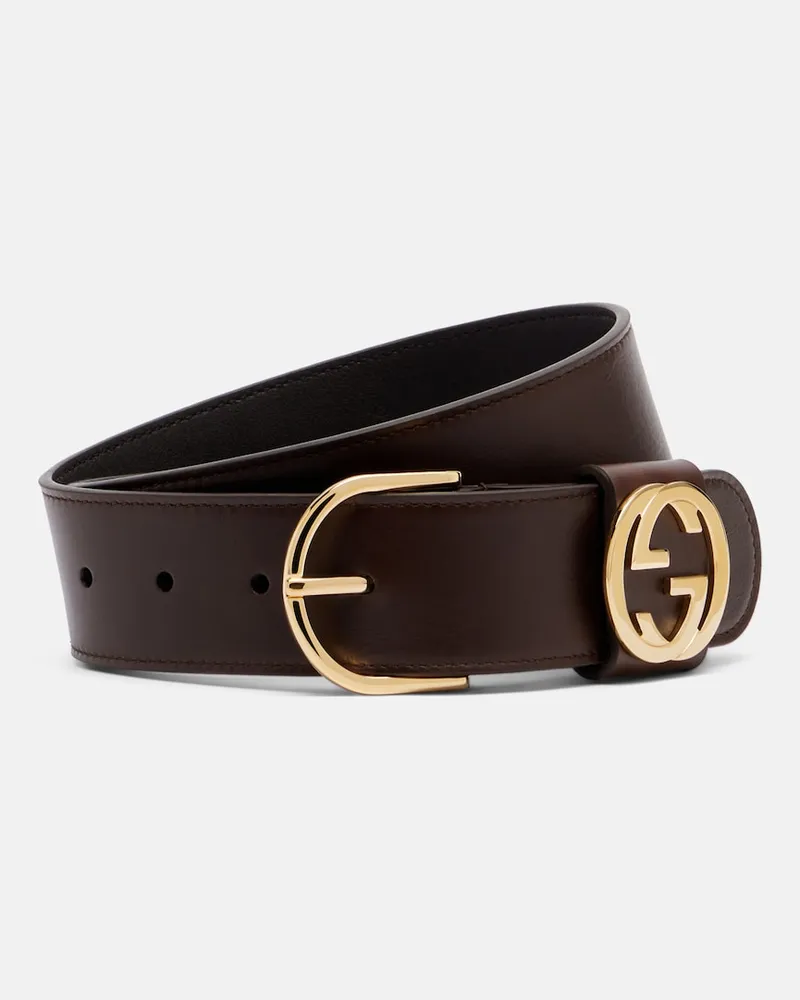 Gucci Gürtel Interlocking G aus Leder Braun