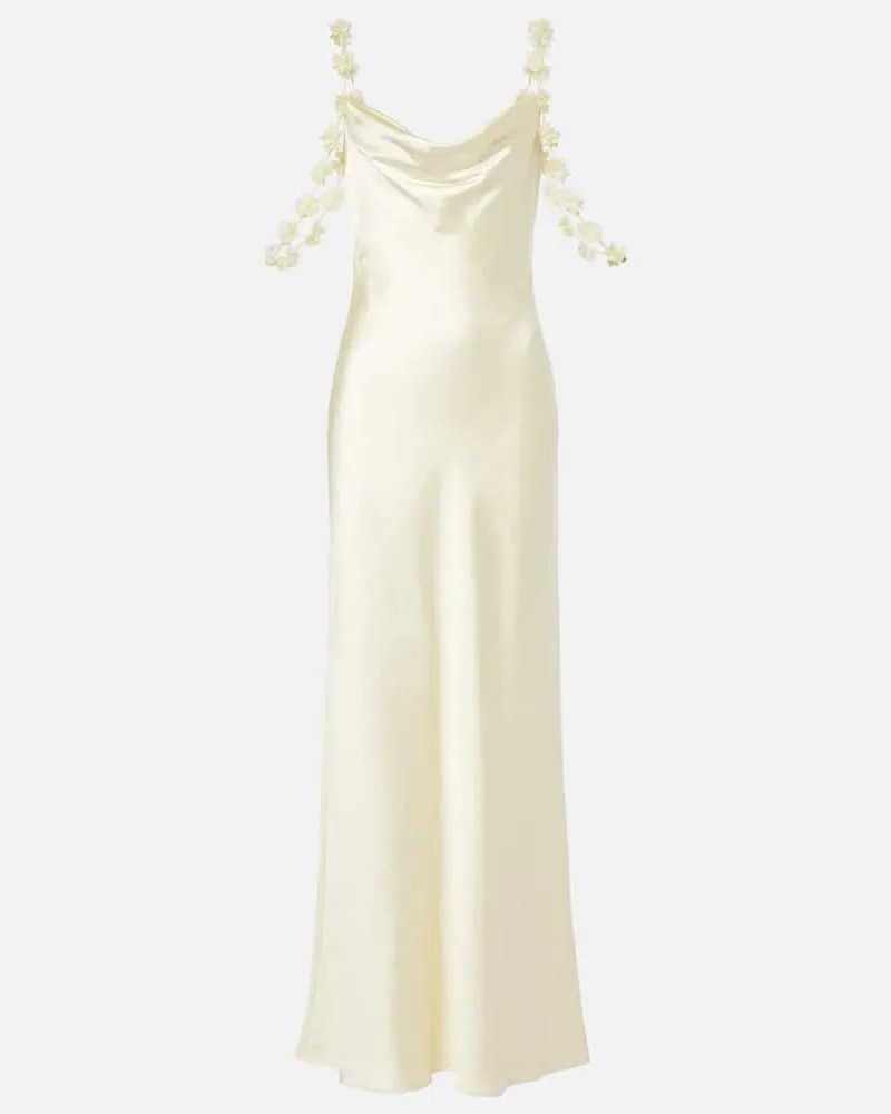 Self-Portrait Maxikleid aus Satin Gelb