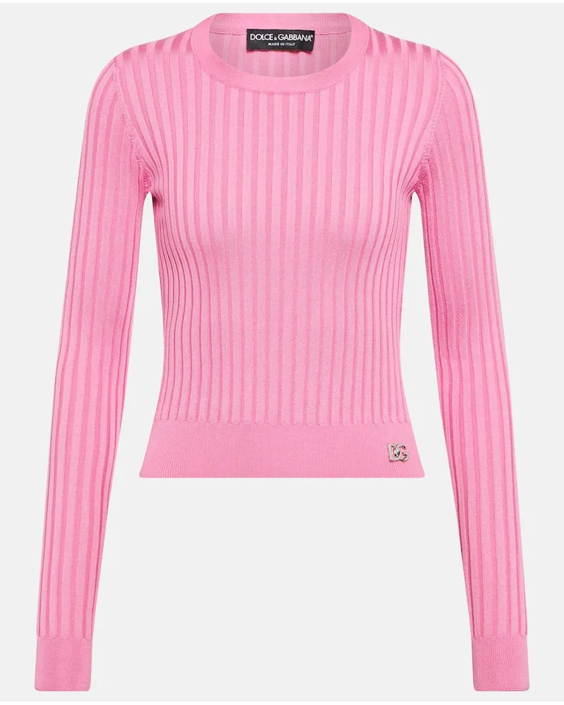 Dolce & Gabbana Cropped-Pullover aus Seide Pink
