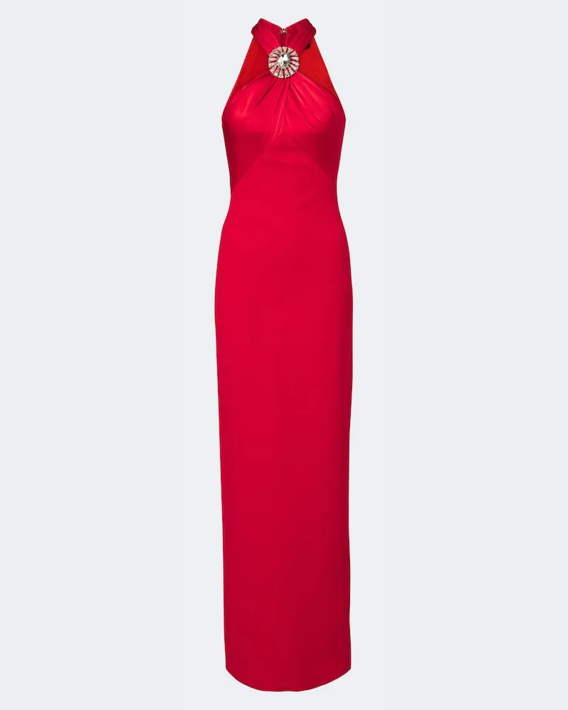 David Koma Verzierte Robe mit Satin Rot
