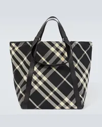 Burberry Tote Field Large  Check mit Leder Schwarz