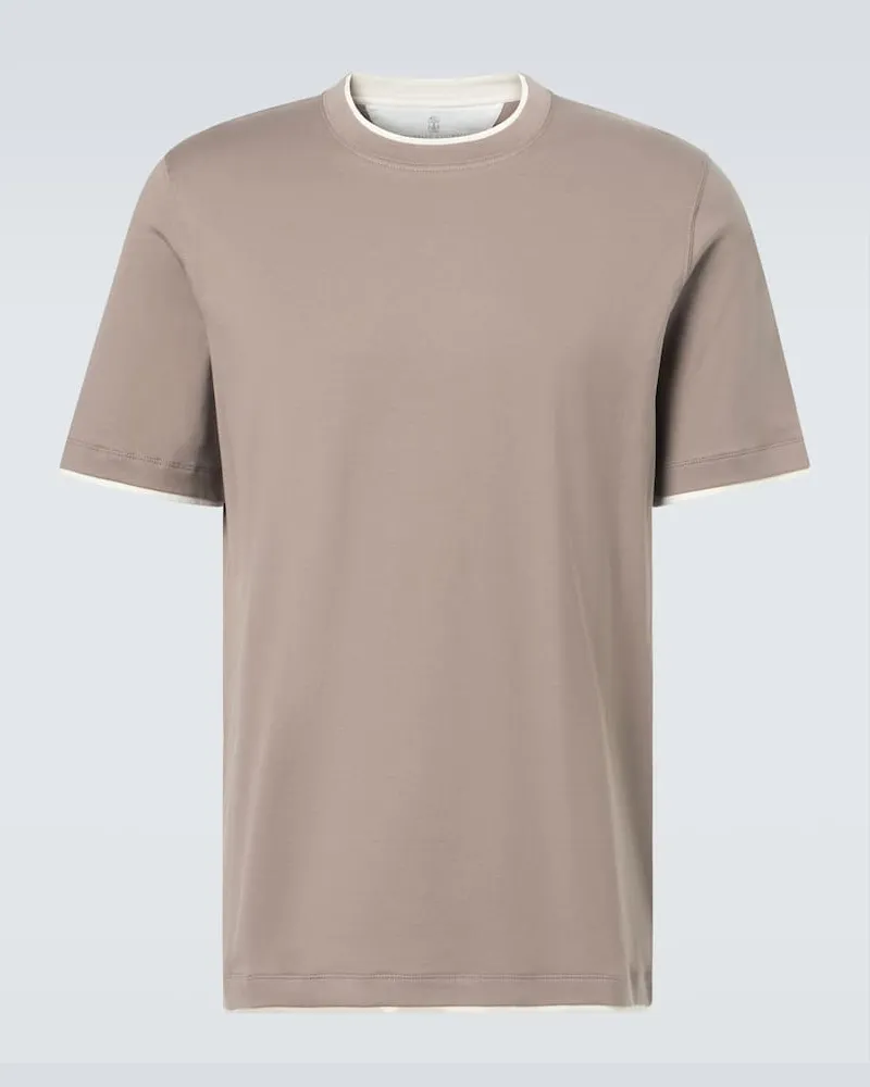Brunello Cucinelli T-Shirt aus Baumwoll-Jersey Braun