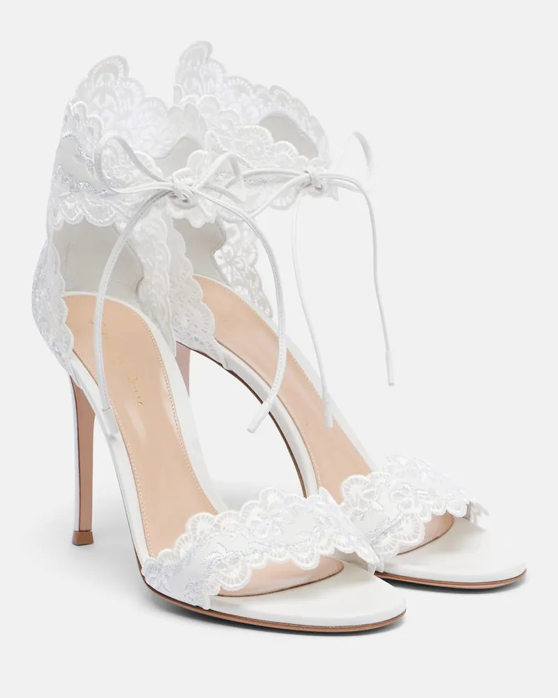 Gianvito Rossi Sandalen Evie 105 aus Leder mit Spitze Weiß