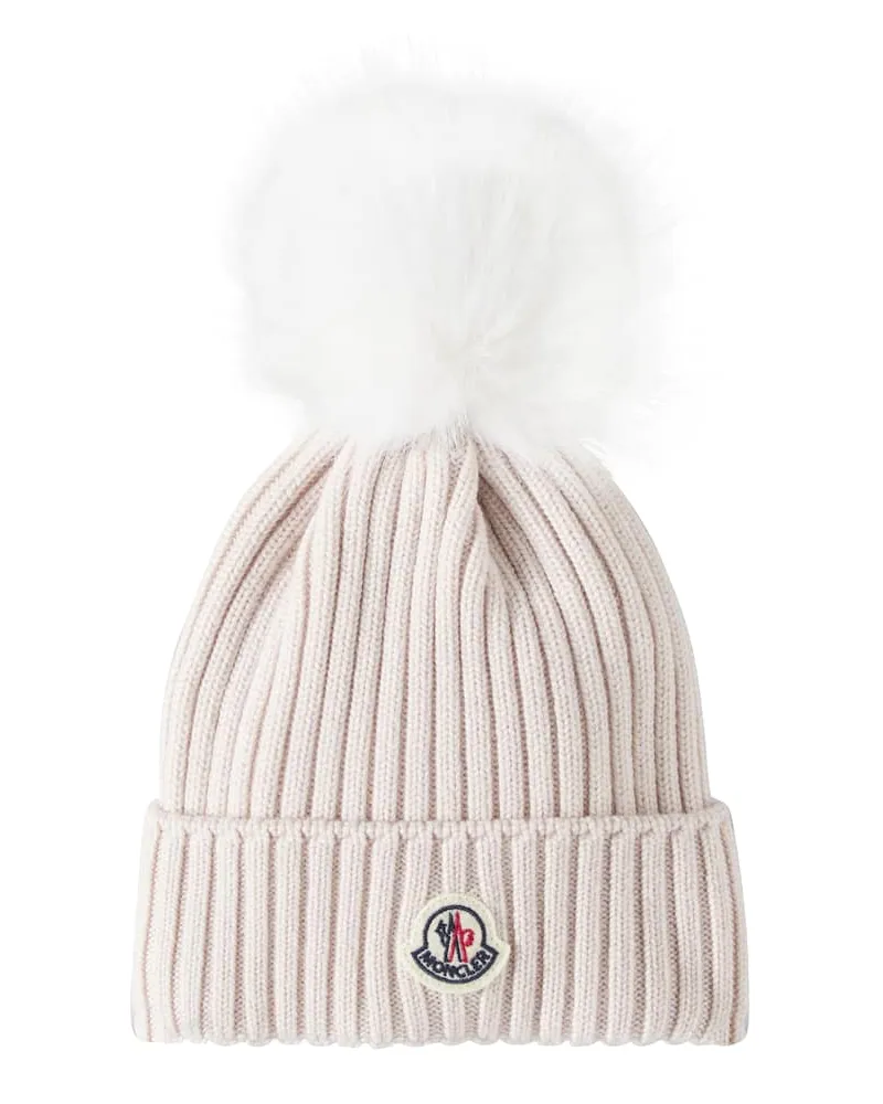 Moncler Mütze aus Wolle mit Faux Fur Pink