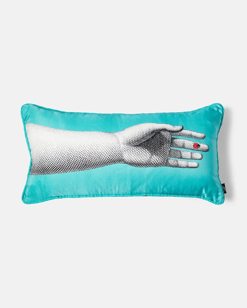 Fornasetti Kissen Mano aus Seide und Baumwolle Blau