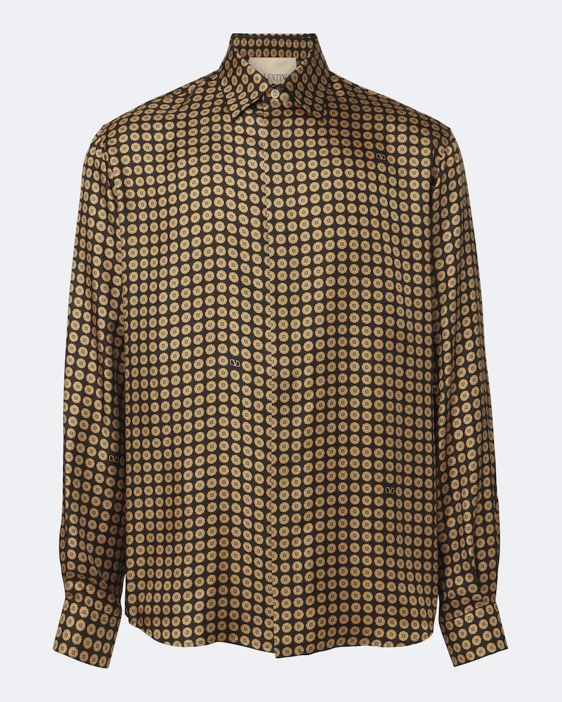 Valentino Garavani Bedrucktes Hemd aus Seiden-Twill Multicolor