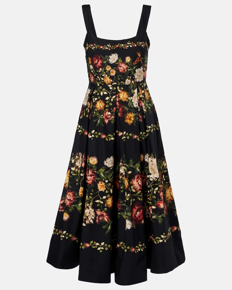 AGUA BENDITA Midikleid Alcaparra aus Baumwolle Schwarz