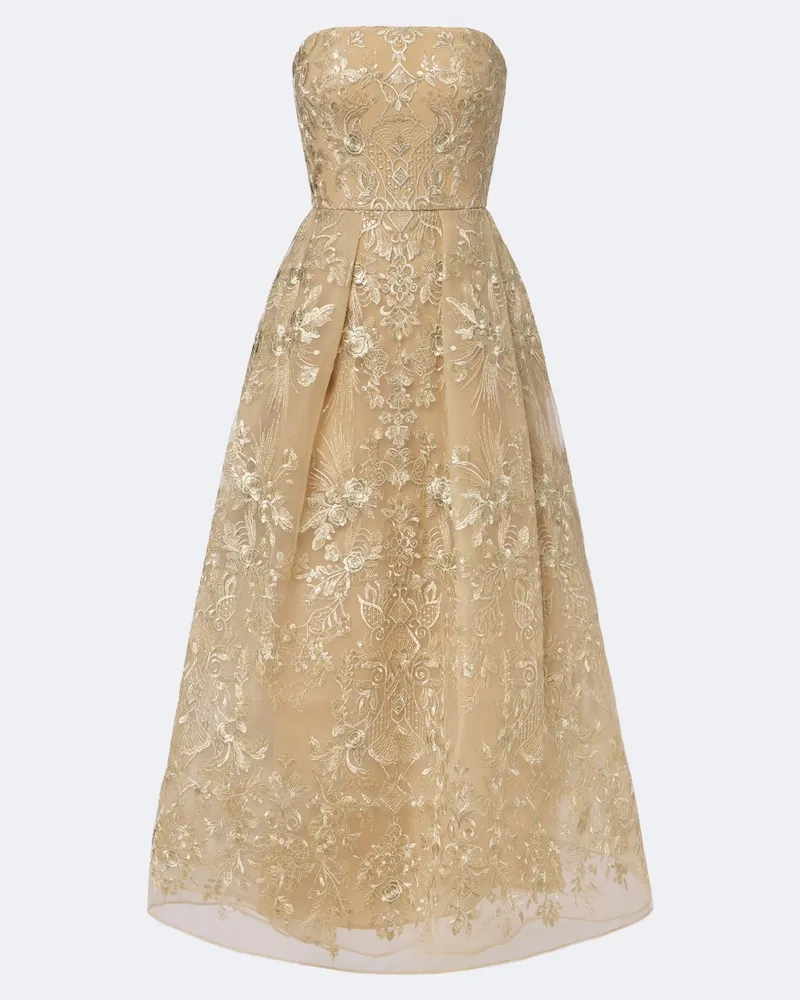 Elie Saab Cocktailkleid aus Spitze mit Pailletten Gold