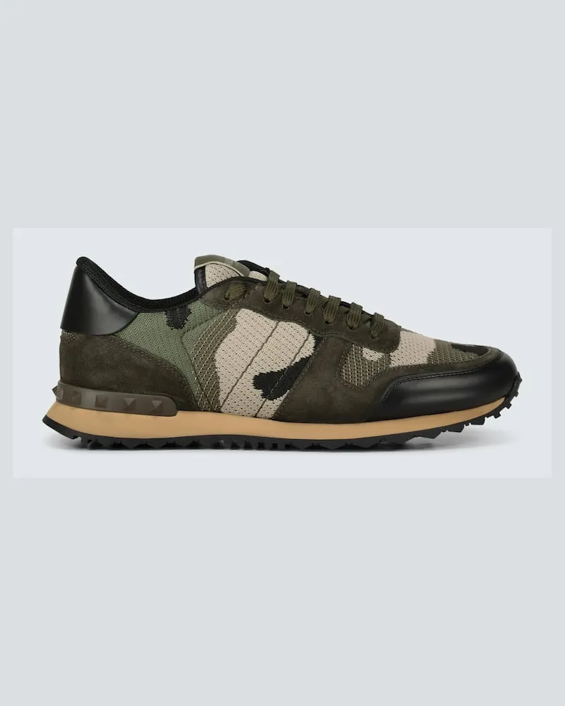 Valentino Garavani Sneakers Rockrunner mit Veloursleder Gruen