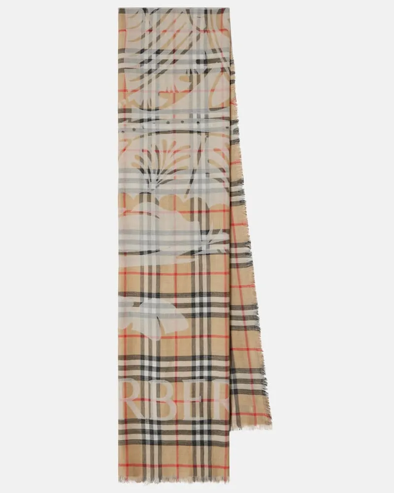 Burberry Schal EKD Burberry Check aus Wolle und Seide Beige