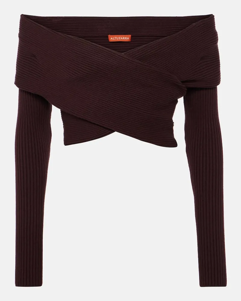 Altuzarra Cropped-Top Virginie aus Rippstrick Burgunderrot