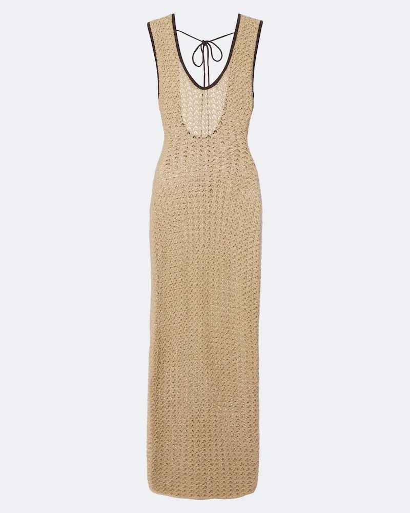 SIR Maxikleid Ellinor aus gehäkelter Baumwolle Beige