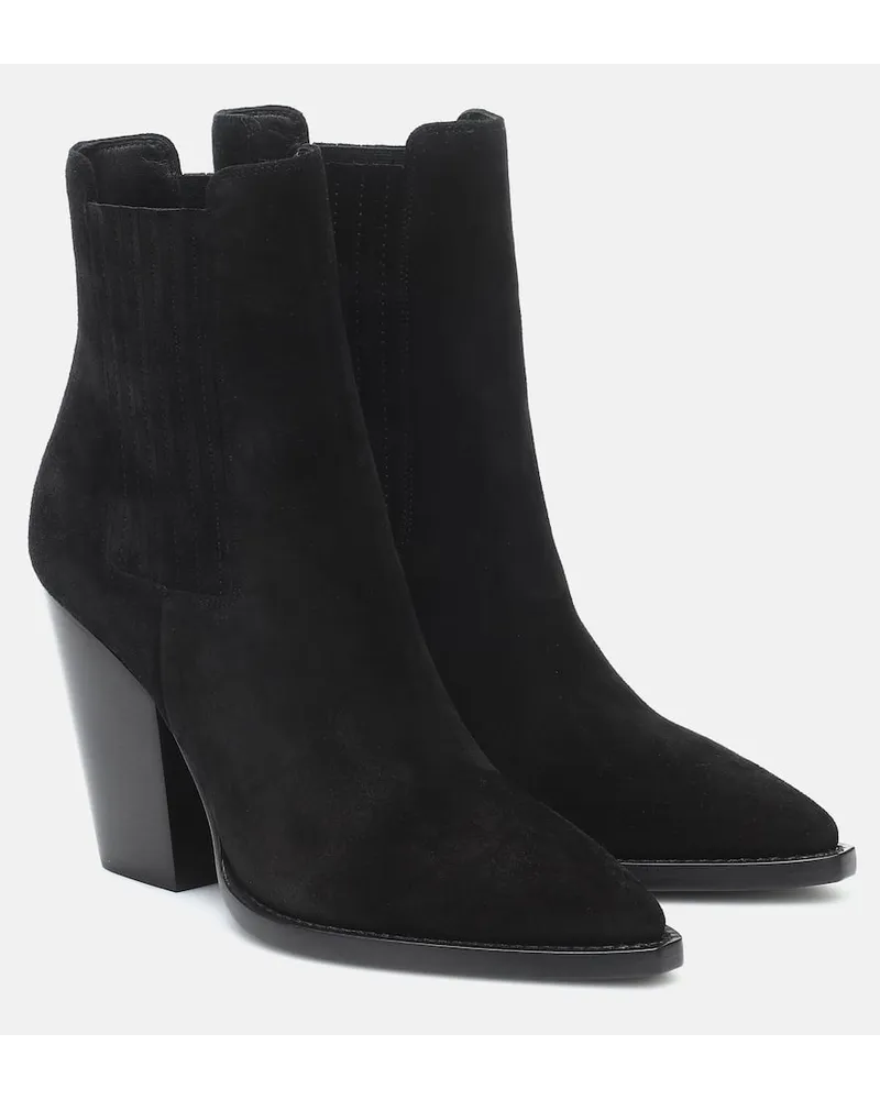 Saint Laurent Ankle Boots Theo 96 aus Veloursleder Schwarz