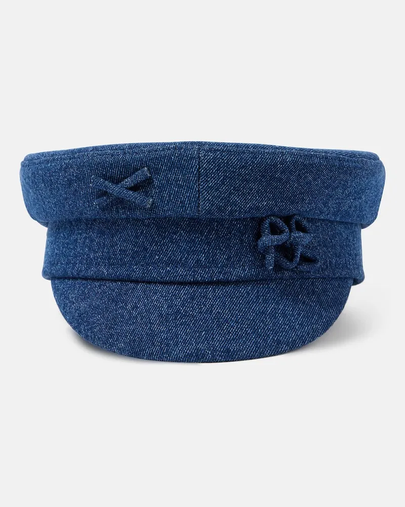 RUSLAN BAGINSKIY Verzierte Schiebermütze aus Denim Blau