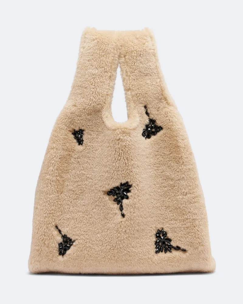 Simone Rocha Verzierter Shopper aus Teddyfleece Beige