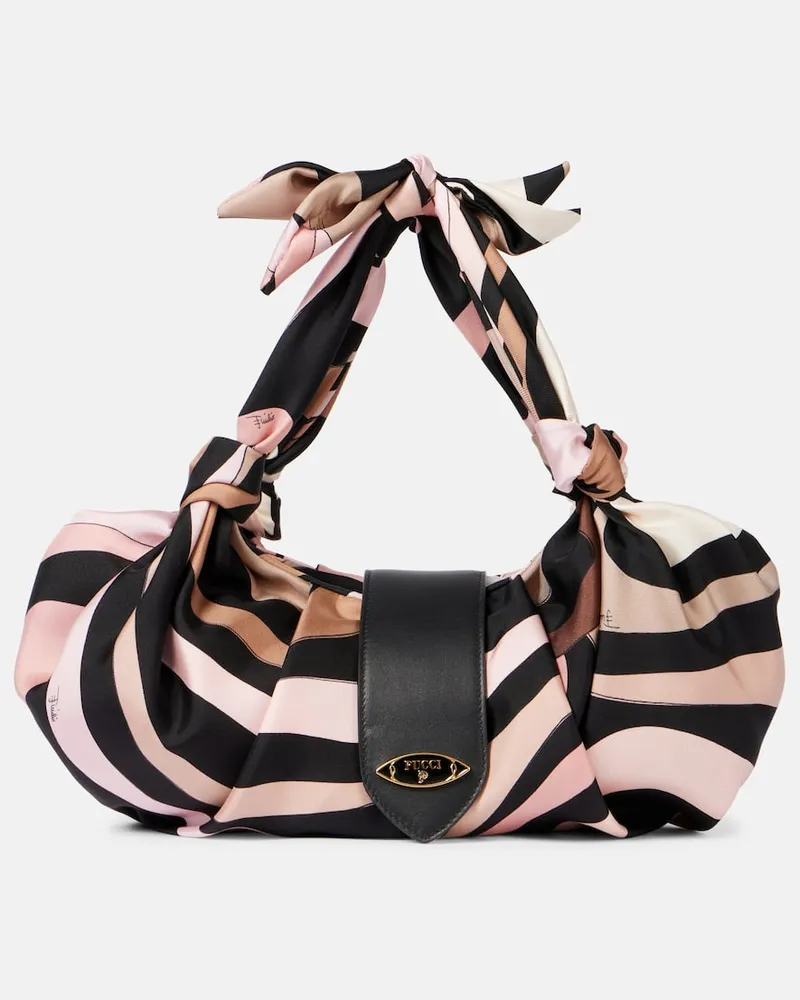 Emilio Pucci Schultertasche Marmo Small aus Twill Schwarz