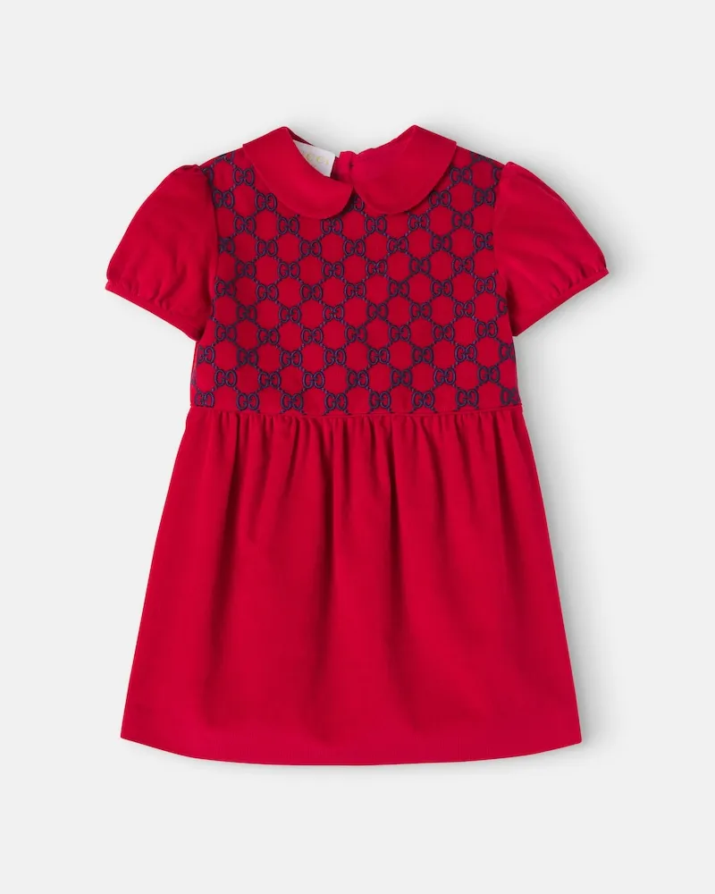 Gucci Baby Kleid GG aus Baumwollsamt Rot