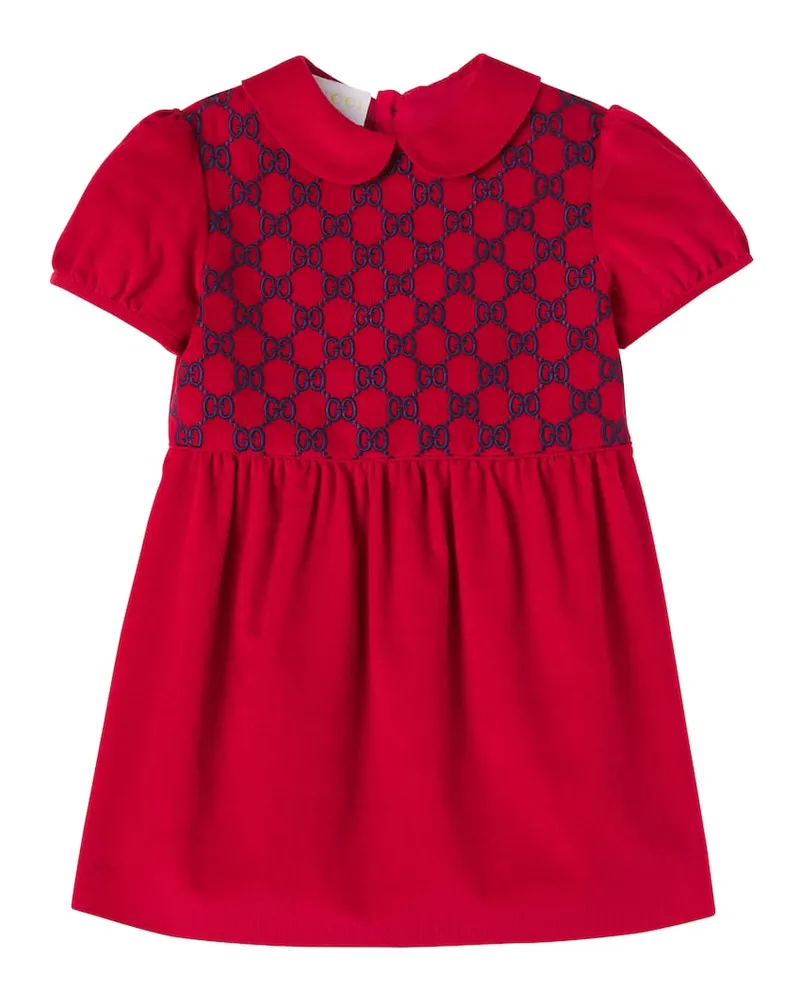 Gucci Baby Kleid GG aus Baumwollsamt Rot