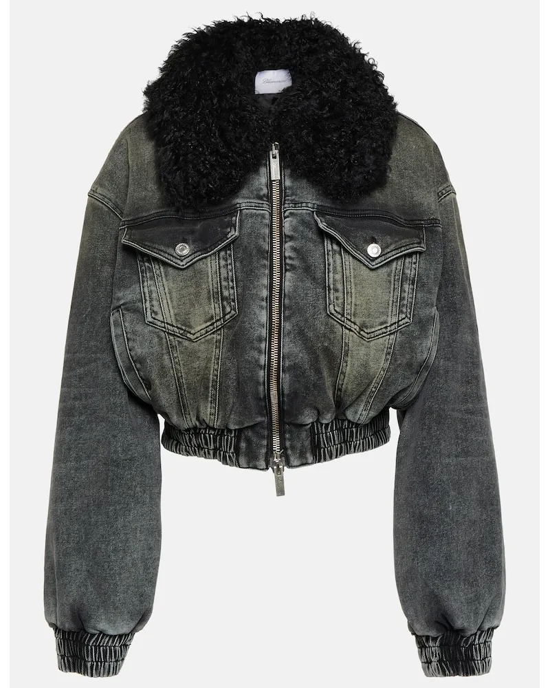 Blumarine Jeansjacke mit Faux Fur Schwarz