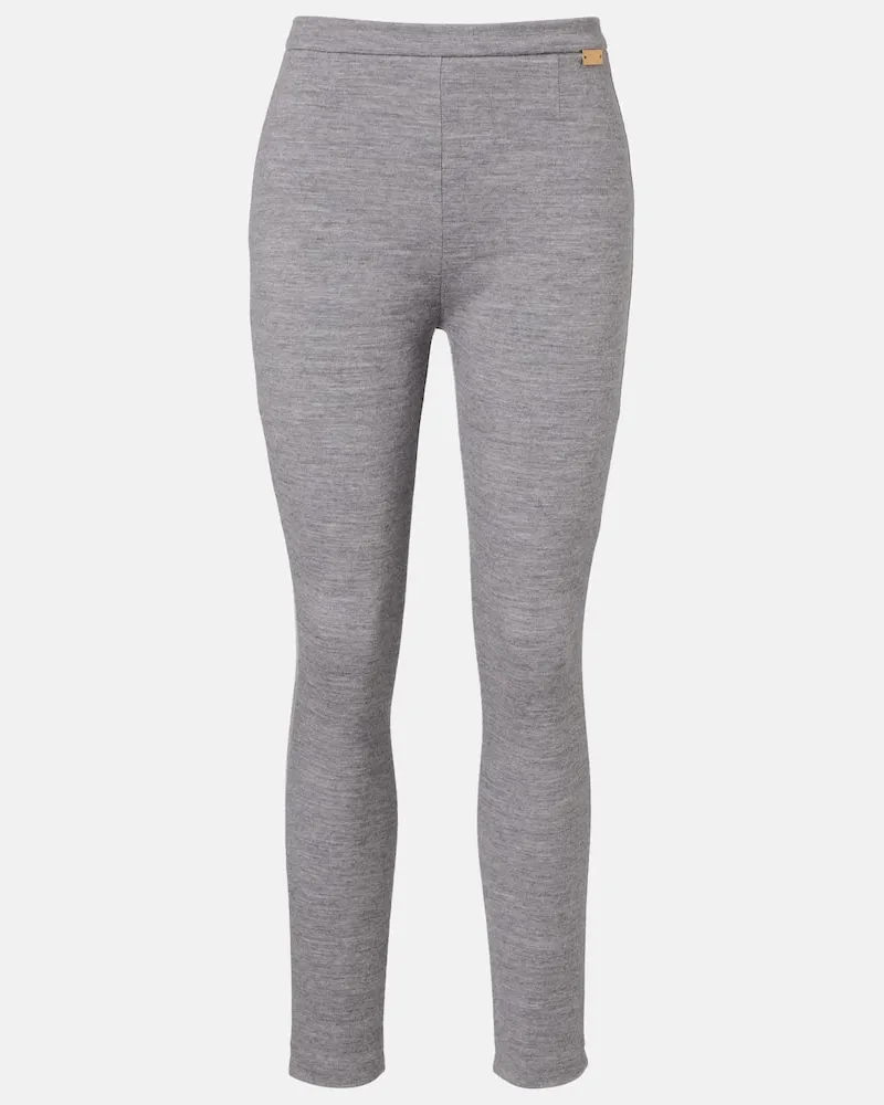 Balmain Leggings aus einem Wollgemisch Grau