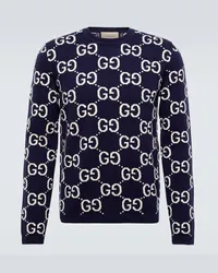 Gucci Pullover GG aus Jacquard Blau