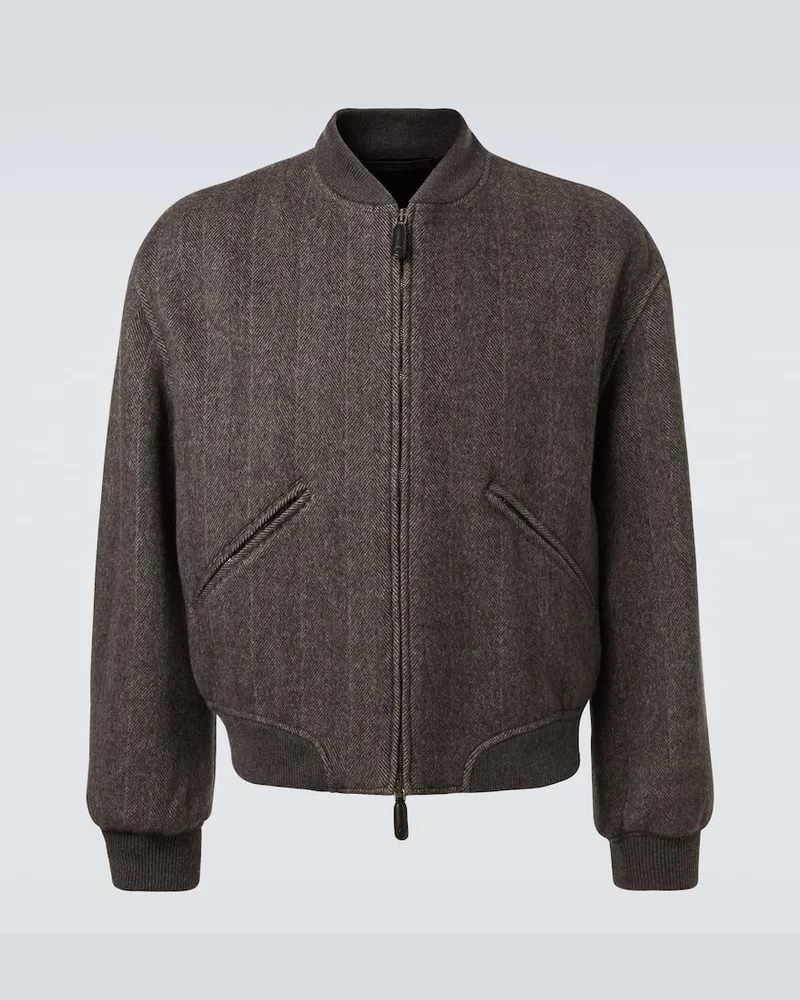 Giorgio Armani Bomberjacke aus Kaschmir Grau
