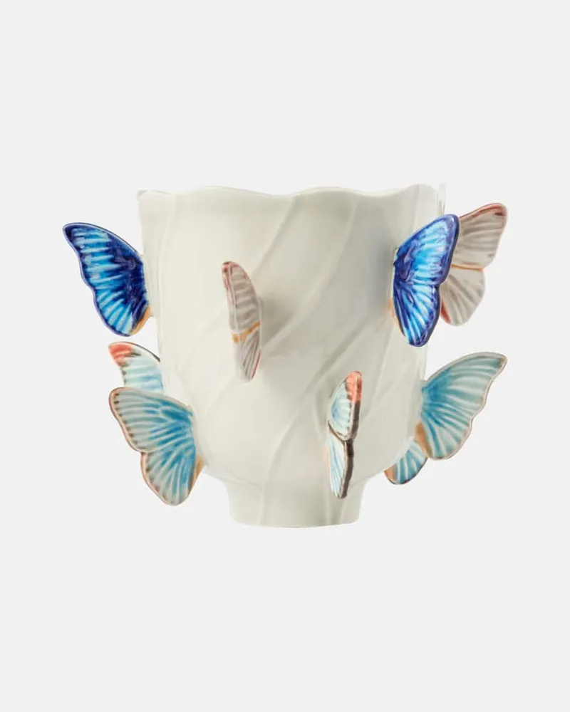 Bordallo Pinheiro Vase Cloudy Butterflies Small by Claudia Schiffer Multicolor