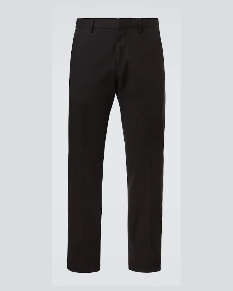 Ermenegildo Zegna Schmale Hose aus einem Baumwollgemisch Schwarz