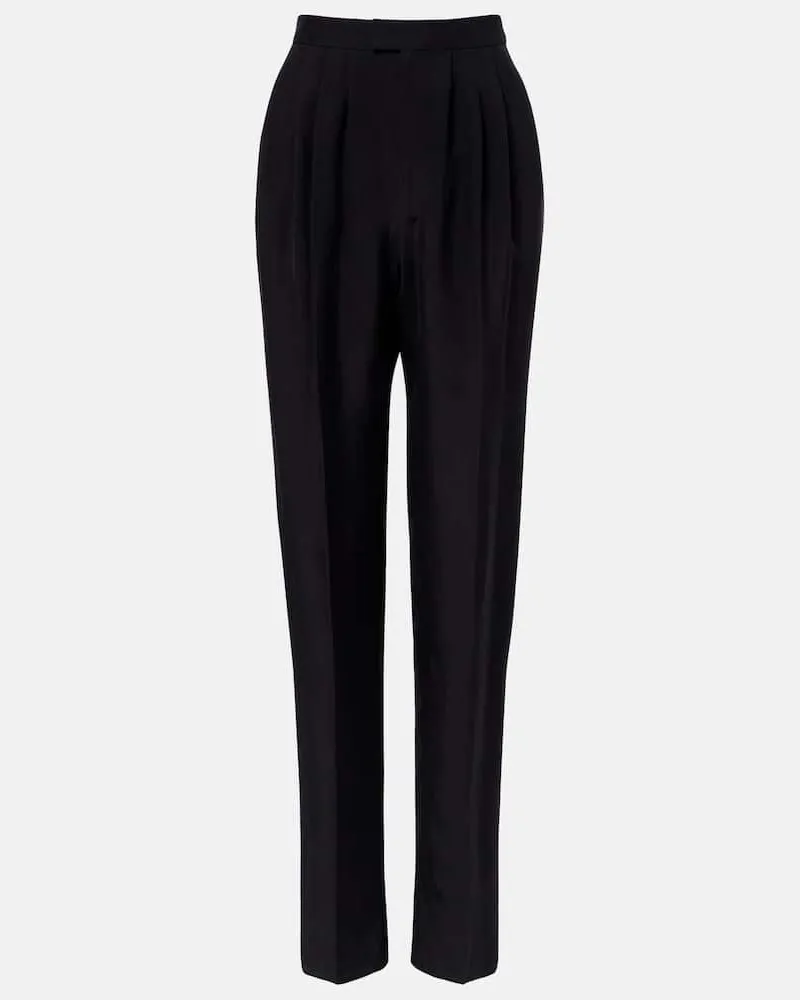 Saint Laurent Gerade Hose aus Seide Schwarz