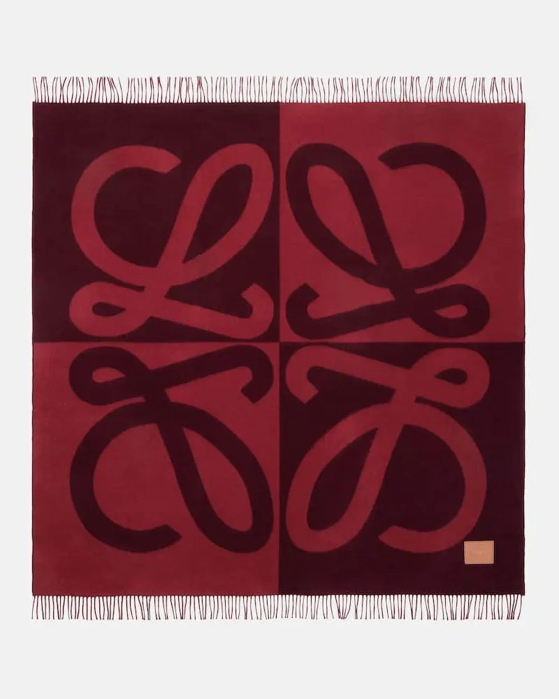 Loewe Plaid Anagram aus Wolle und Kaschmir Burgunderrot