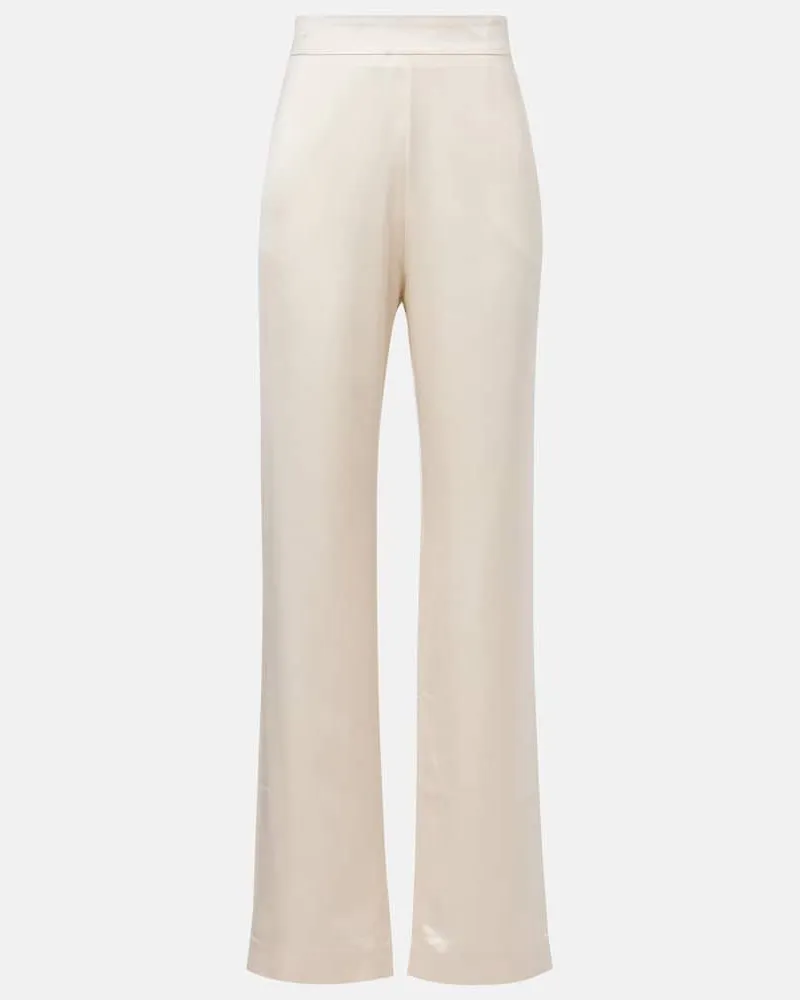 TOVE Gerade High-Rise-Hose aus Satin Weiß