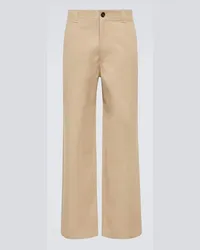 Gucci Weite Hose aus Baumwoll-Twill Beige