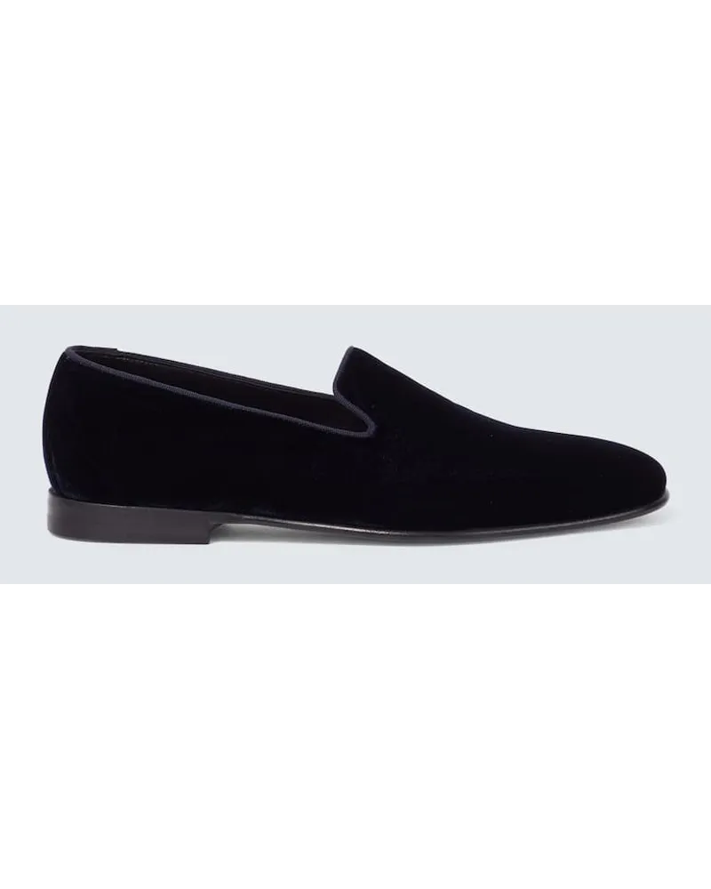 Manolo Blahnik Slip-Ons Mario aus Samt Blau