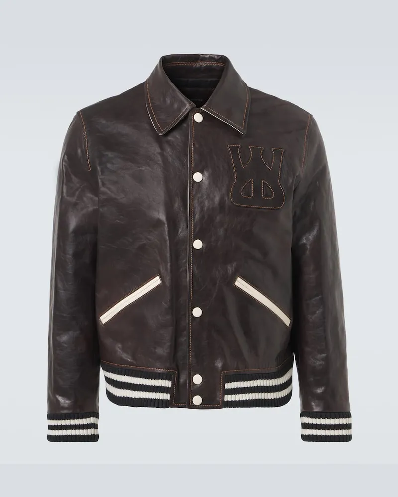 Wales Bonner Collegejacke Prince aus Leder Braun