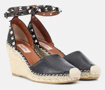 Espadrille-Wedges Rockstud Double 85 aus Leder