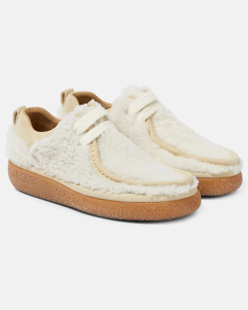 AMI Paris Loafers aus Shearling Weiß