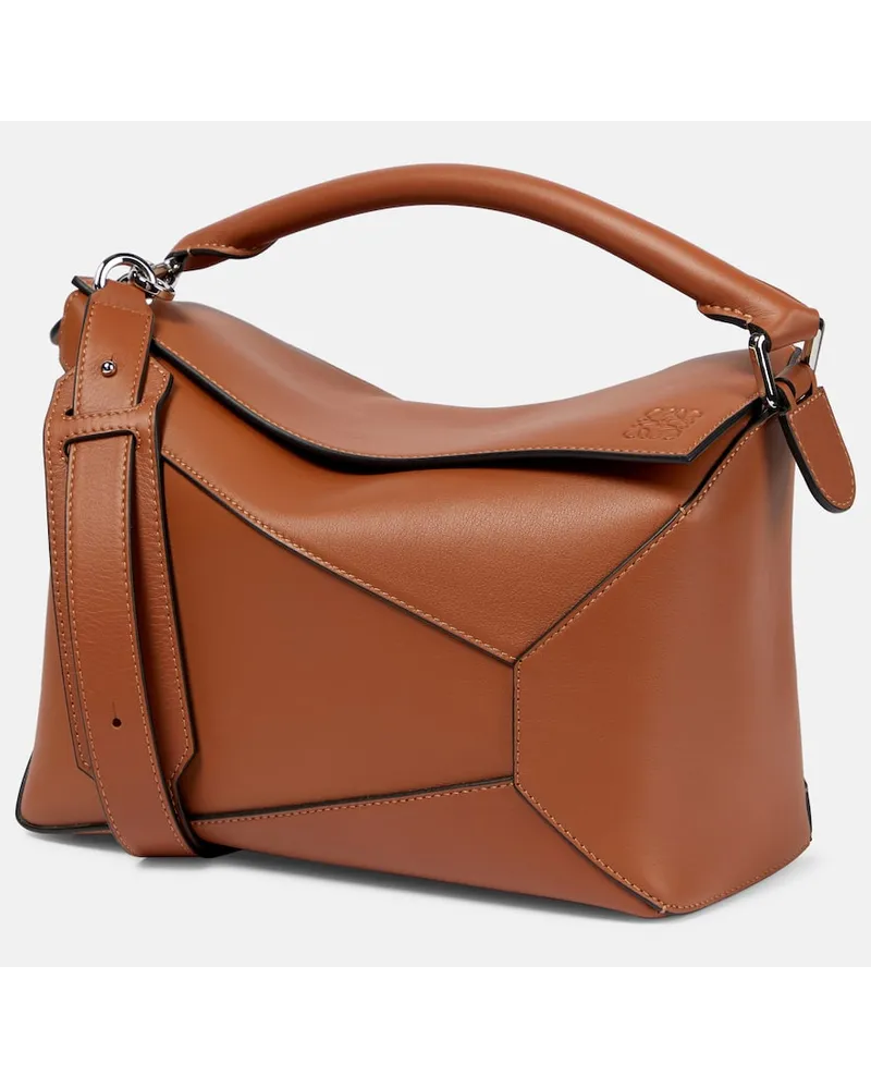 Loewe Tote Puzzle Edge aus Leder Braun