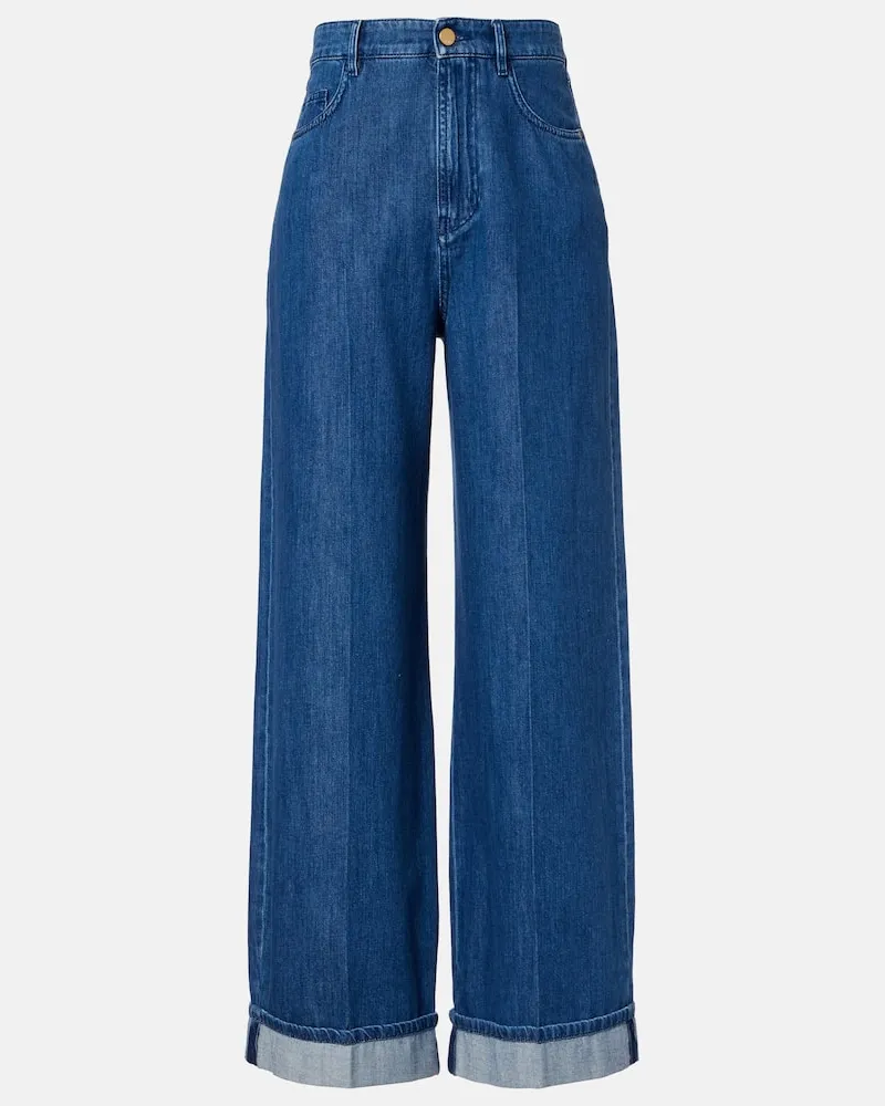 Max Mara High-Rise Wide-Leg Jeans Blau