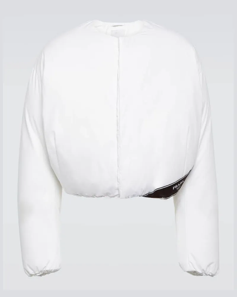Prada Cropped-Daunenjacke aus Baumwolle Weiß