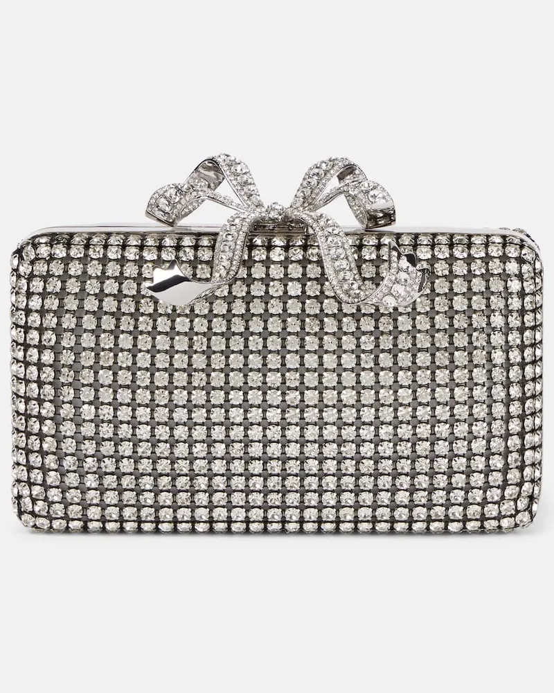 Self-Portrait Clutch Bow Small mit Kristallen Silber