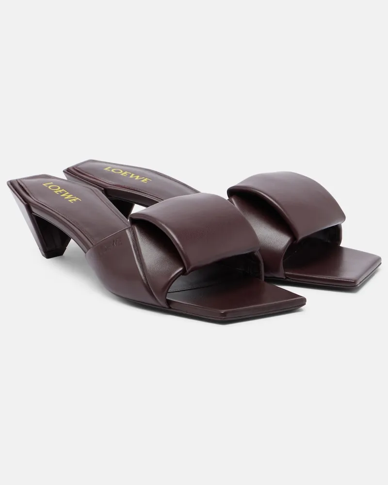 Loewe Pantoletten Origami aus Leder Burgunderrot