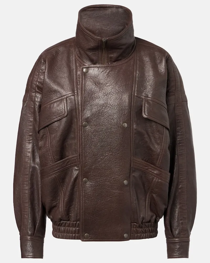 Saint Laurent Bomberjacke aus Leder Braun