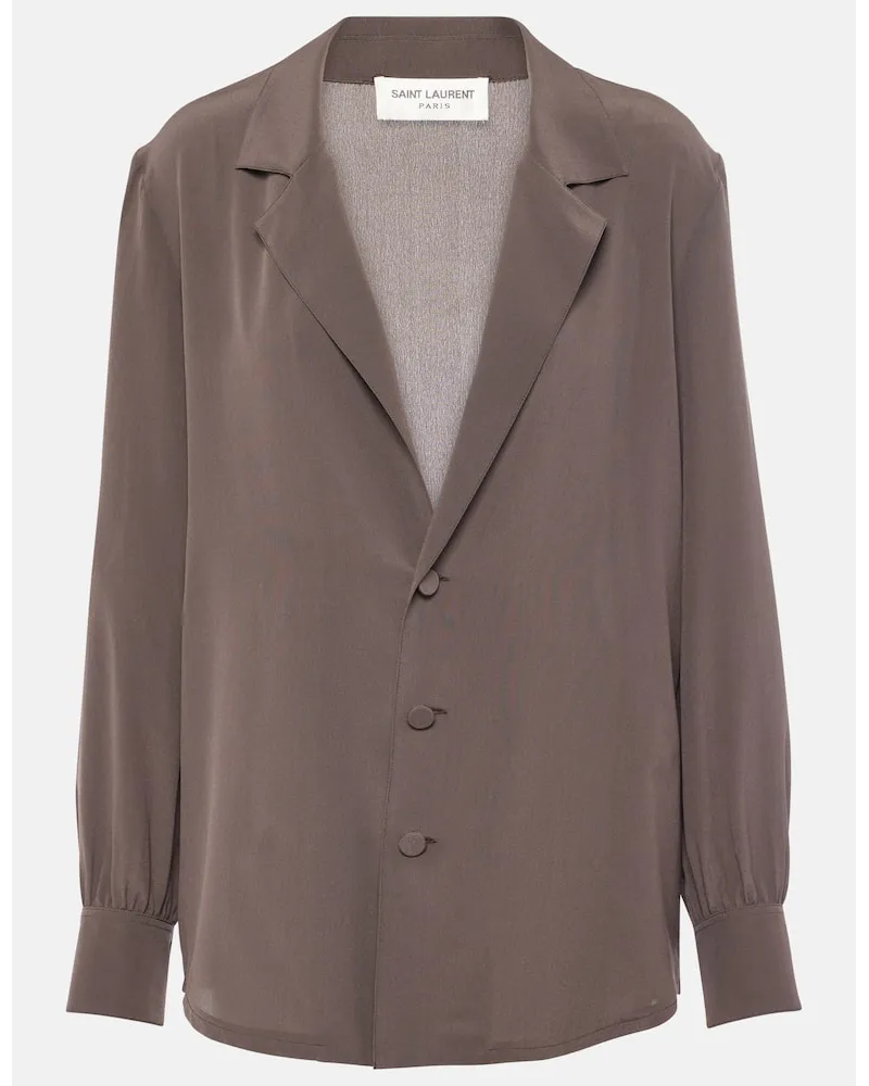 Saint Laurent Hemd aus Seidensatin Nude