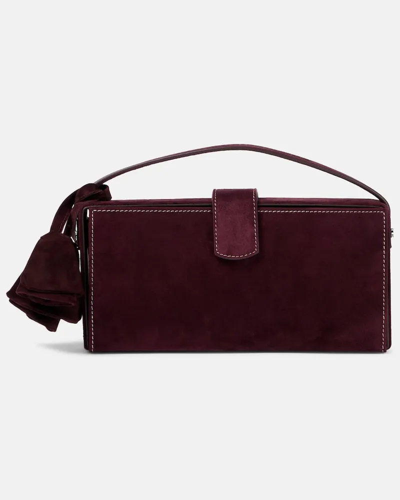 Magda Butrym Clutch Apolonia Small aus Veloursleder Burgunderrot
