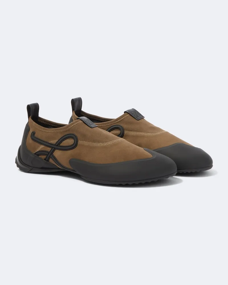 Loewe Slip-Ons Grip Aqua aus Veloursleder Braun