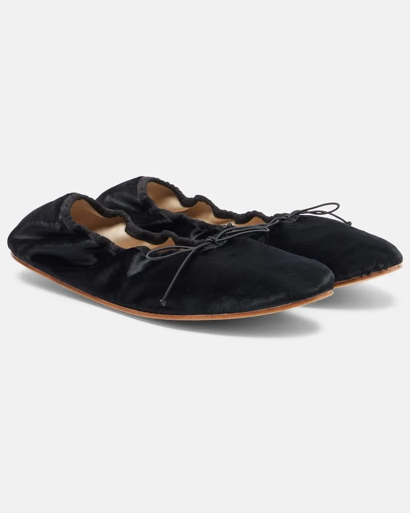 The Row Ballerinas Round aus Samt Schwarz