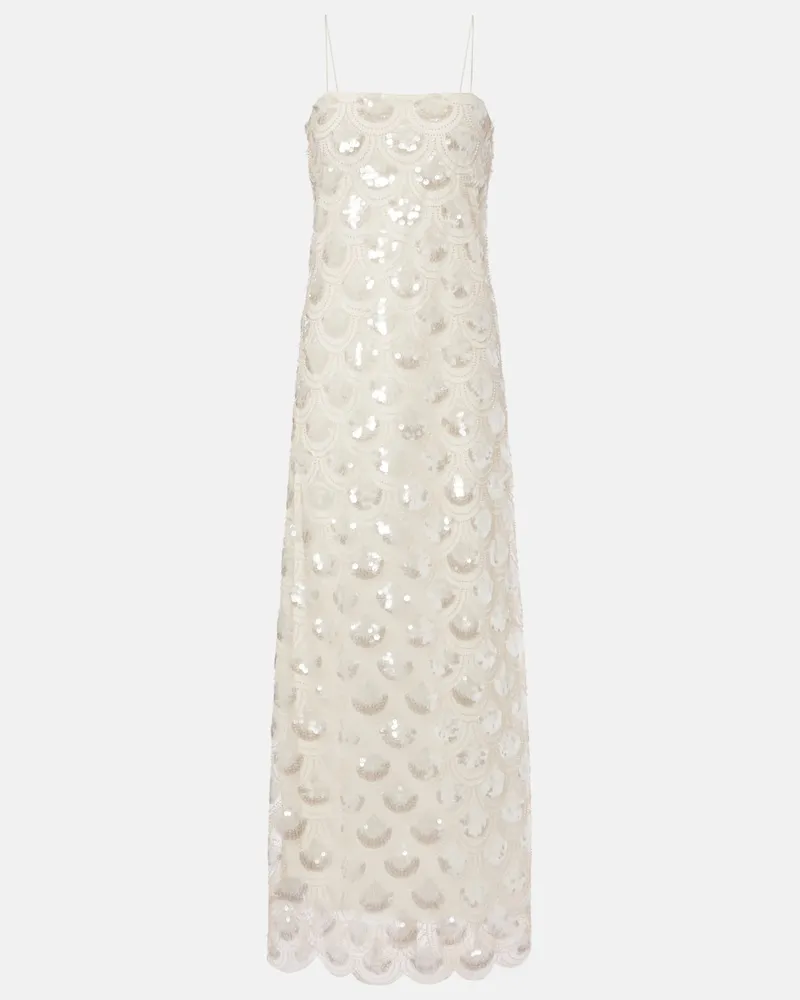 ROTATE Birger Christensen Verziertes Maxikleid Weiß